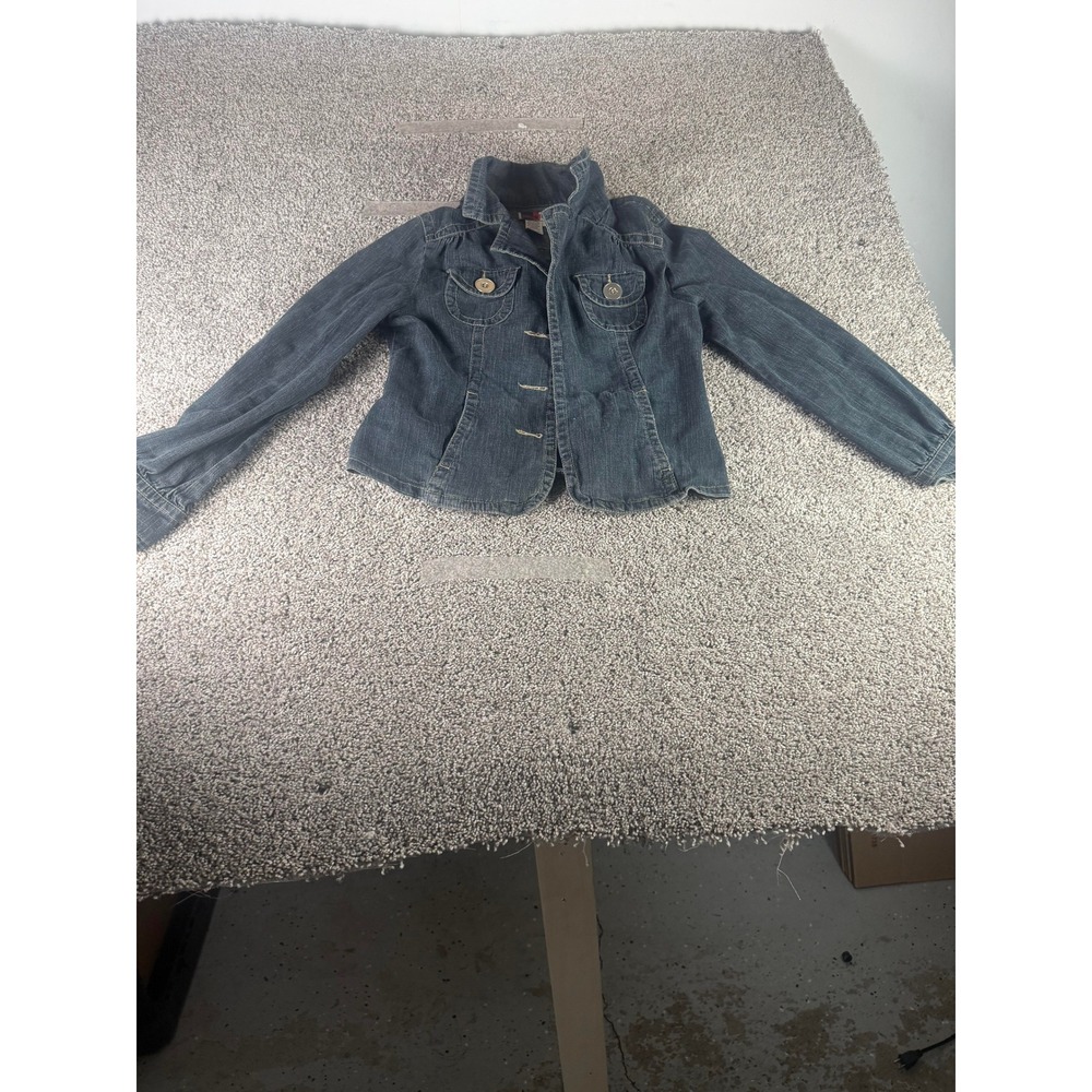 Live A Little Denim Jean Jacket Women's Blue Buttons Front Stretch Classic - M